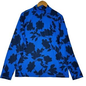 G/FORE Golf 1/4 Zip Pullover Mens L Blue Floral Performance Mock Neck NWT Active